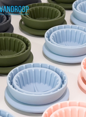 VANDROOP 手冲硅胶蛋糕滤杯可折叠折纸便携式户外露营咖啡过滤器