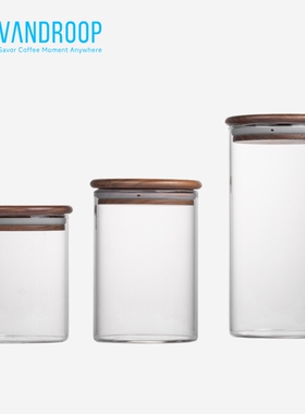 VANDROOP 咖啡豆玻璃密封罐防潮食品级厨房家用咖啡粉收纳储存罐