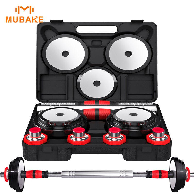 木芭克钢制哑铃男士健身器材家用纯钢电镀套装环保保护地板防摔男