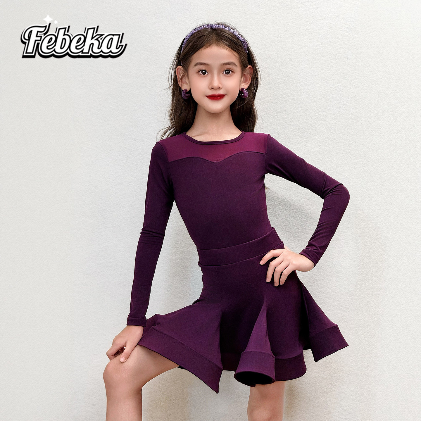 拉丁舞服练功服秋冬款女童演出服