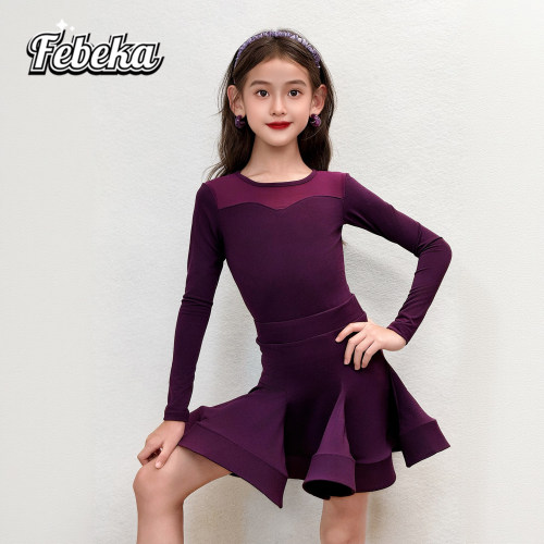 拉丁舞服练功服秋冬款女童演出服