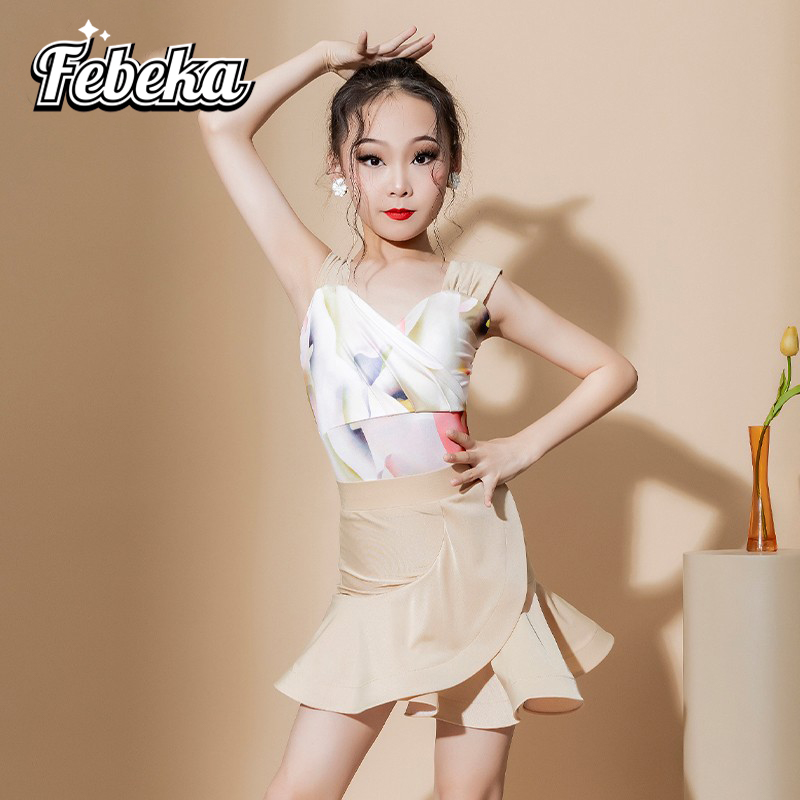 菲贝咔女练功儿童表演服分体新款
