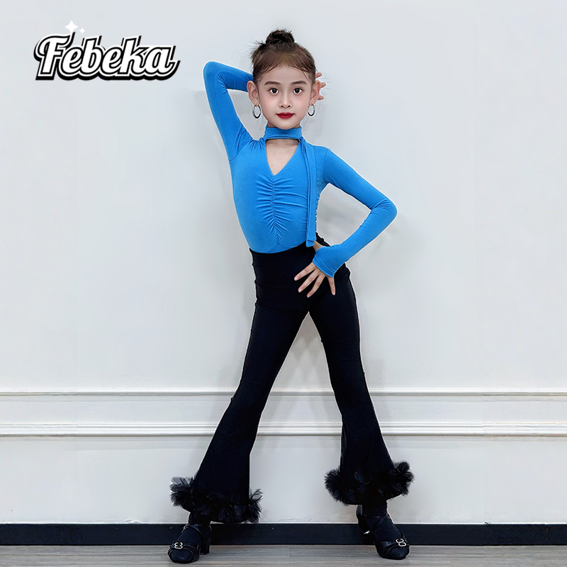 高级感拉丁舞服裤子款练功服女童