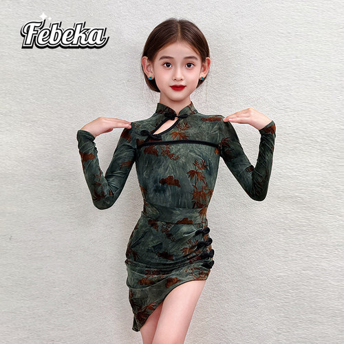 拉丁舞服练功服秋冬款女童演出服
