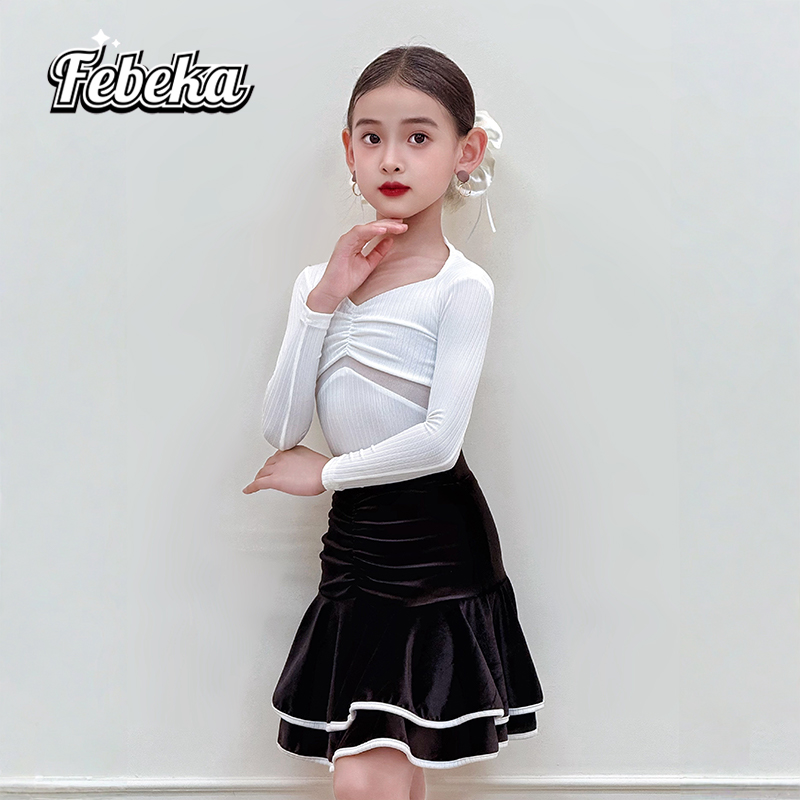 拉丁舞服练功服秋冬款女童演出服