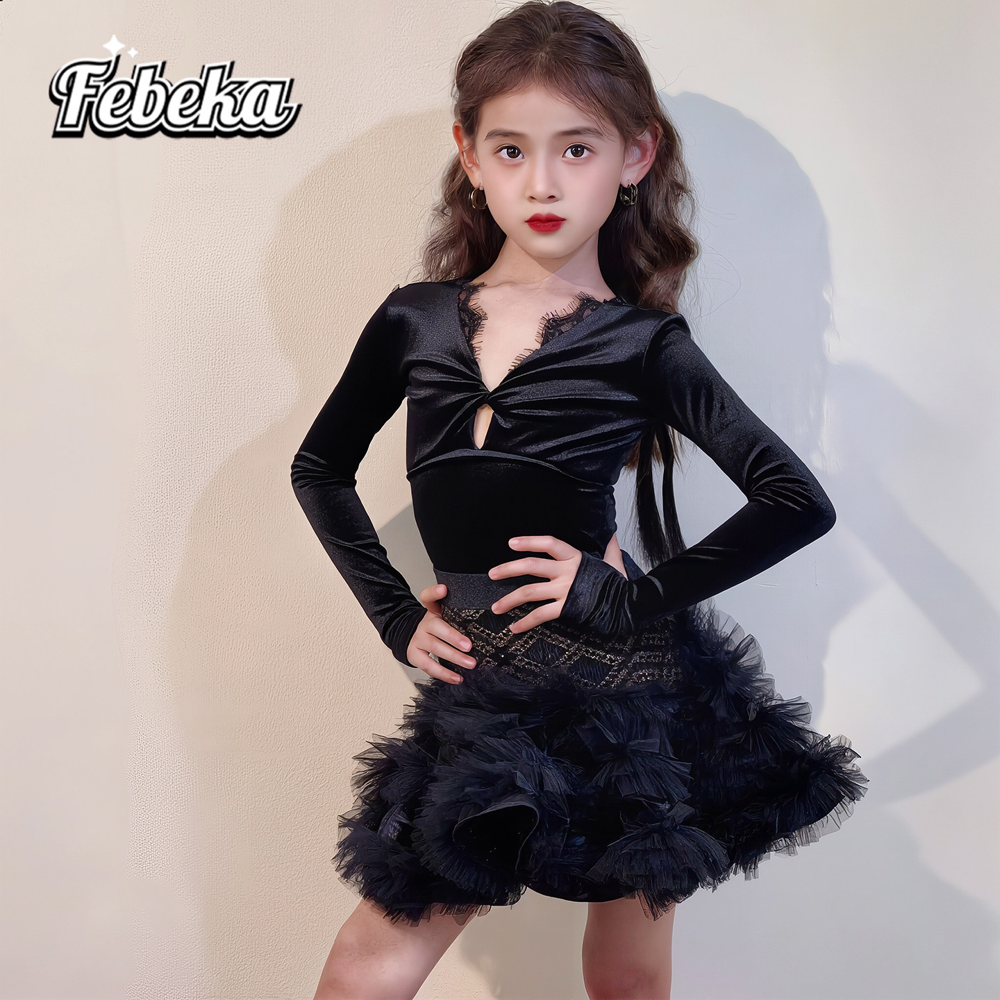 新款女童秋冬练功服高级拉丁舞服