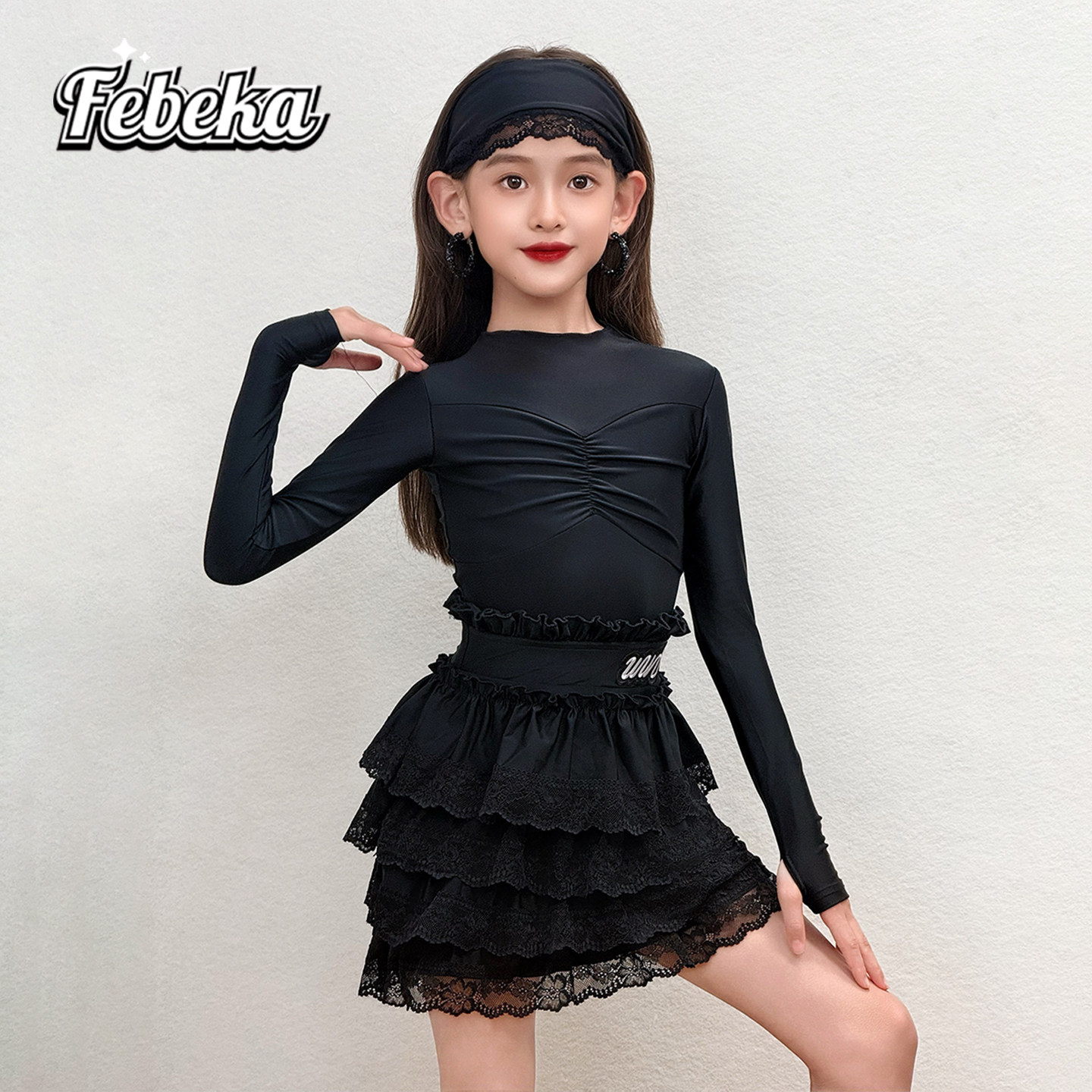 拉丁舞服练功服秋冬款女童演出服