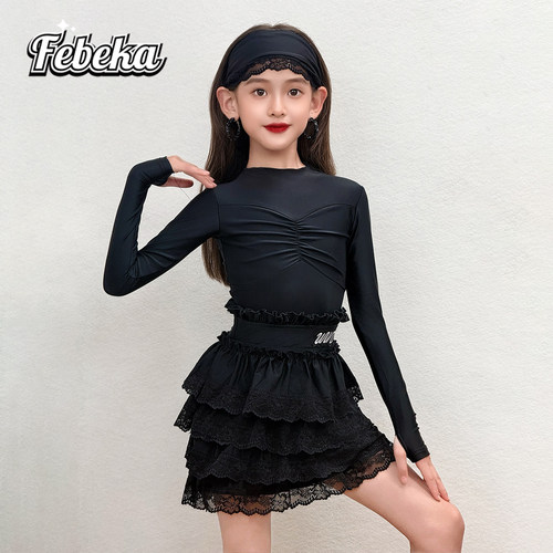 拉丁舞服练功服秋冬款女童演出服