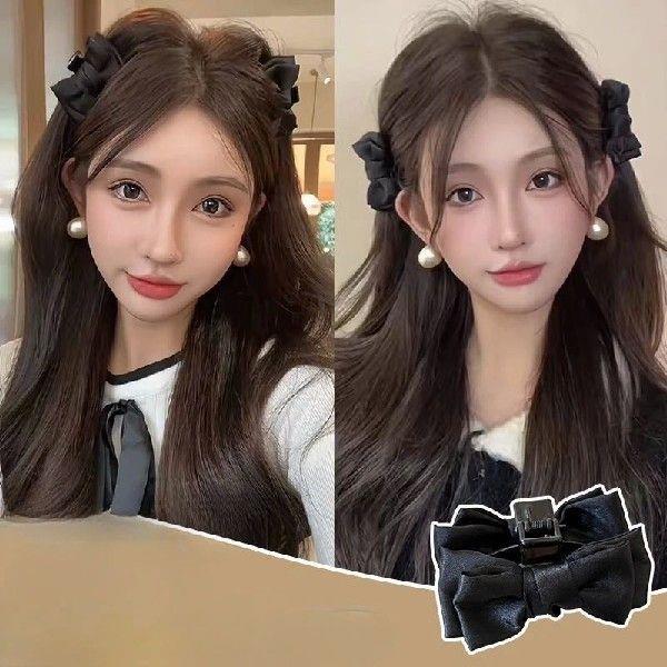 Black Bow Small Hair Claw Women Girls Sweet Cute Hair Grab