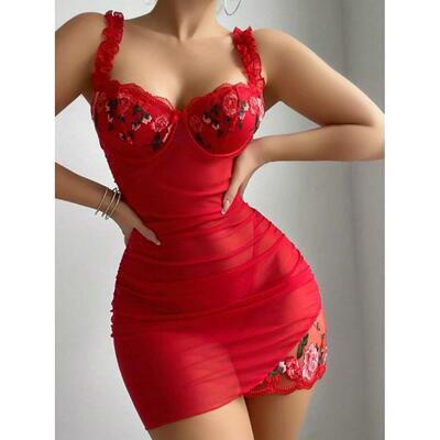 Sexy lingerie lace perspective seductive nightgown