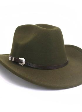 Men Women Western Cowboy Fedora Jazz hat 西部牛仔毛呢礼帽