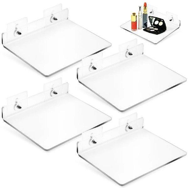 4 Pcs Acrylic Storage Rack Floating Shelves for Wall
