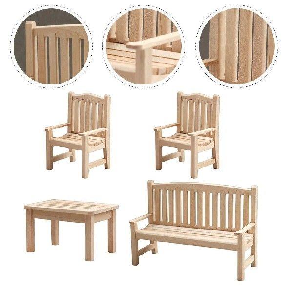 4 Pcs Garden Seat Miniature Chair Models Furniture Decor