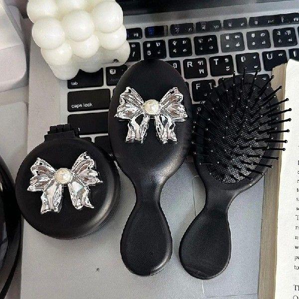 Pearl Bowknot Comb Mini Bow Compact Portable Foldable