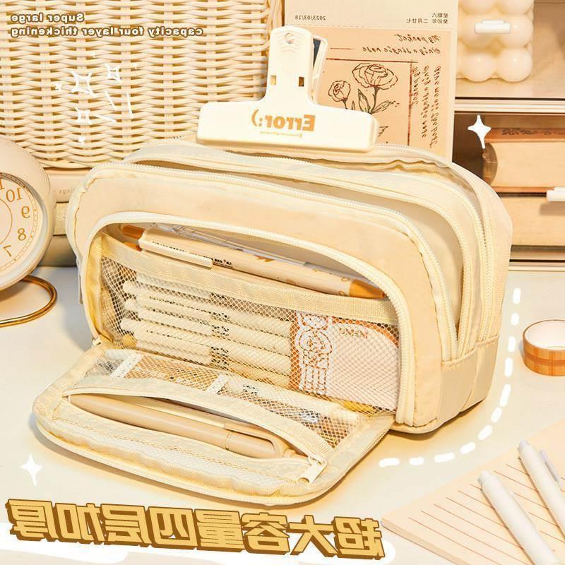 Large Capacity Pencil Case Kawaii Canvas Pencilcase School