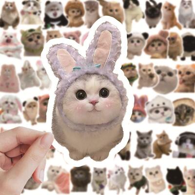 60 Pcs Kawaii Cat Stickers Aesthetic Stationary Cute Sticker