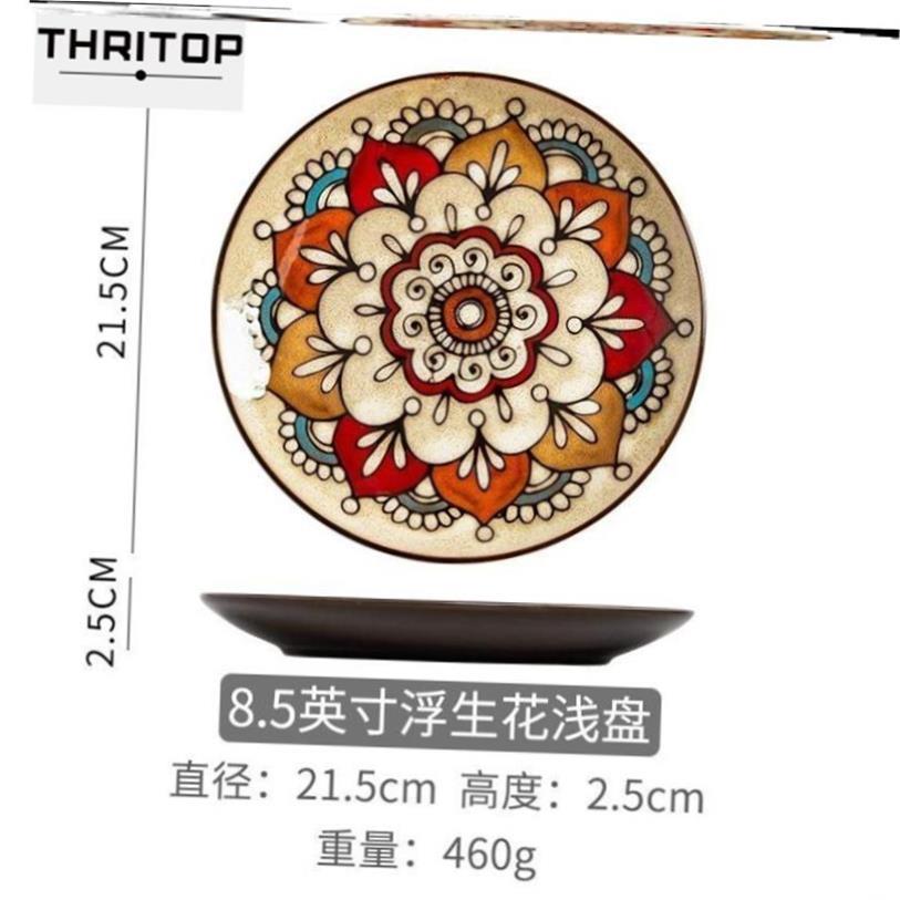 Ceramic plate dish round tableware steak plates tray set