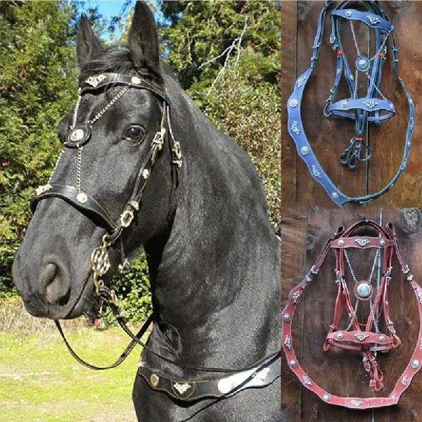 Horse Halters And Lead Ropes PU Leather Halter And Lead