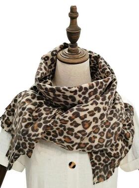 Thick Cashmere Scarf For Women Leopard Print Tippet Pashmina