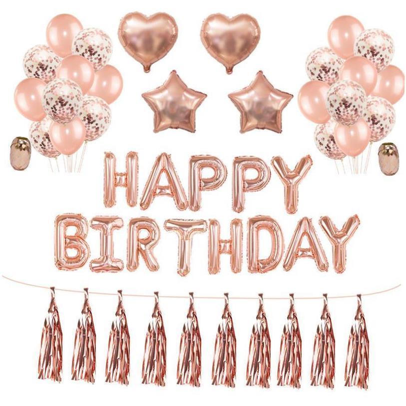 Rose Gold Wedding Birthday Party Balloons Happy Birthday Let