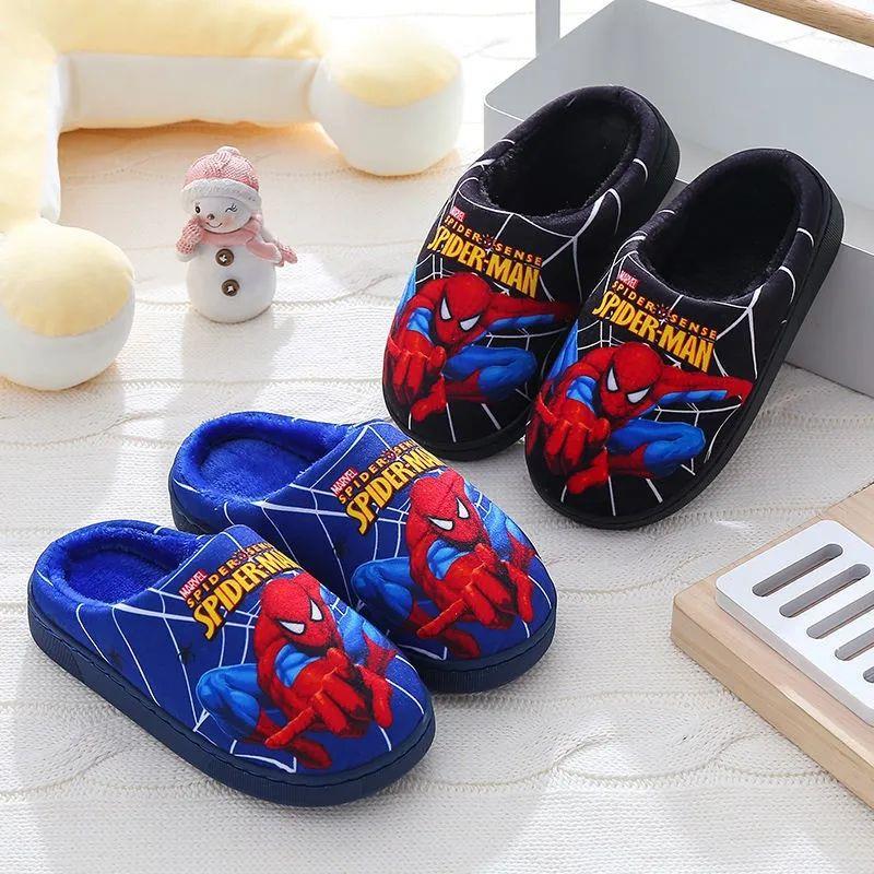 Cartoon Printed Spider-man Cotton Slippers For Children's Sh