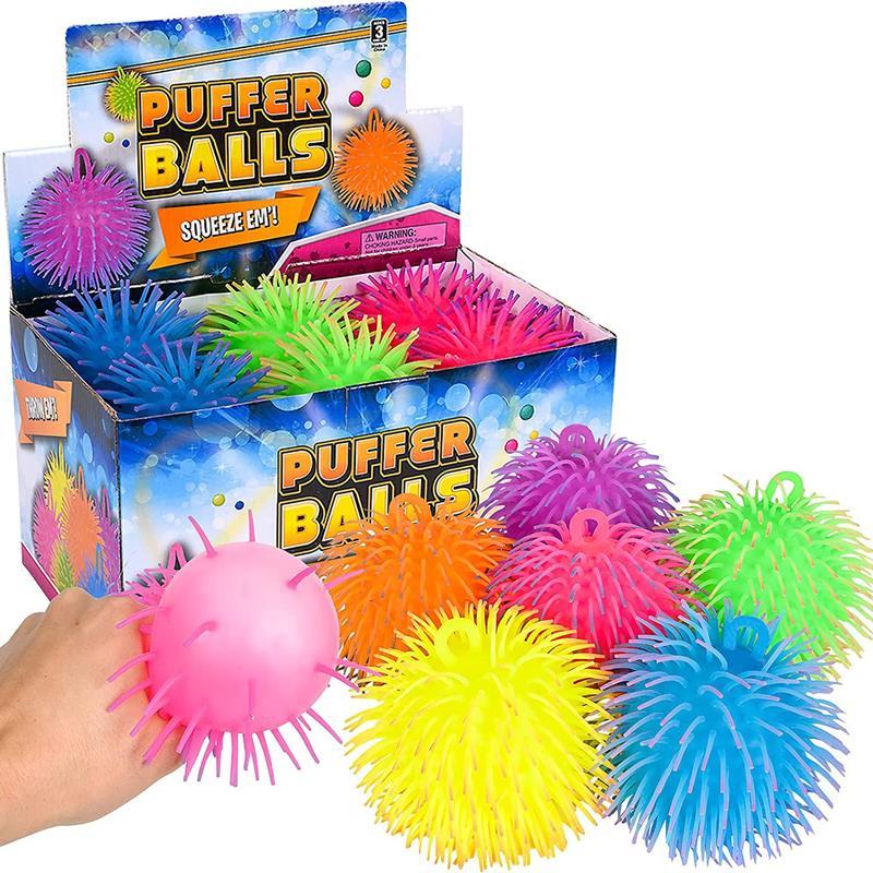 Squishy Puffer Balls squeezy Neon Sensory vent Toys闪光毛球
