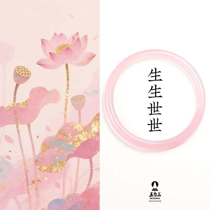五台山天然玛瑙手镯好姻缘白月光玉镯粉红色玉髓镯子送女朋友礼物