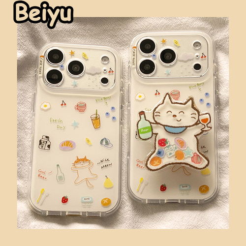 涂鸦猫咪适用苹果手机壳