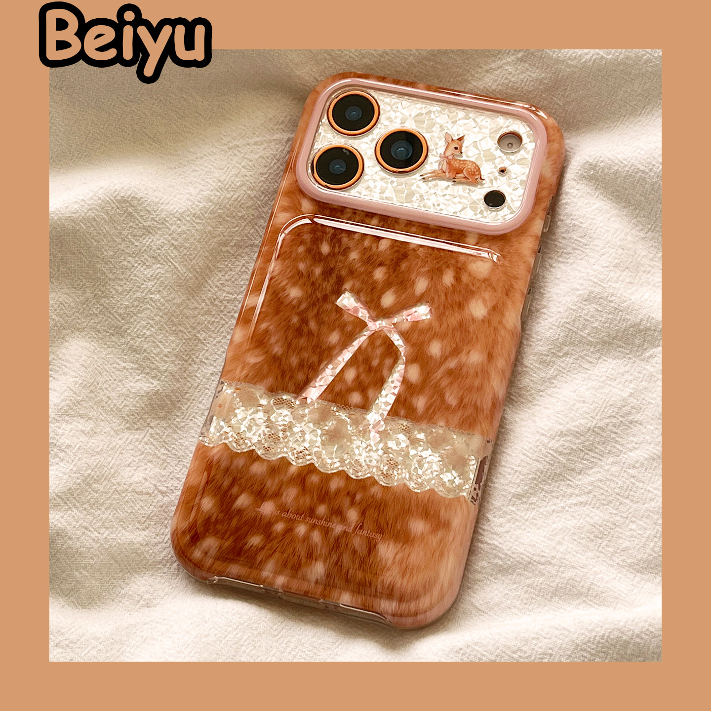 日韩ins甜美梅花鹿蝴蝶结适用苹果18Promax手机壳iphone17pro新款17pm小众16pro少女心15pm简约18pro创意全包