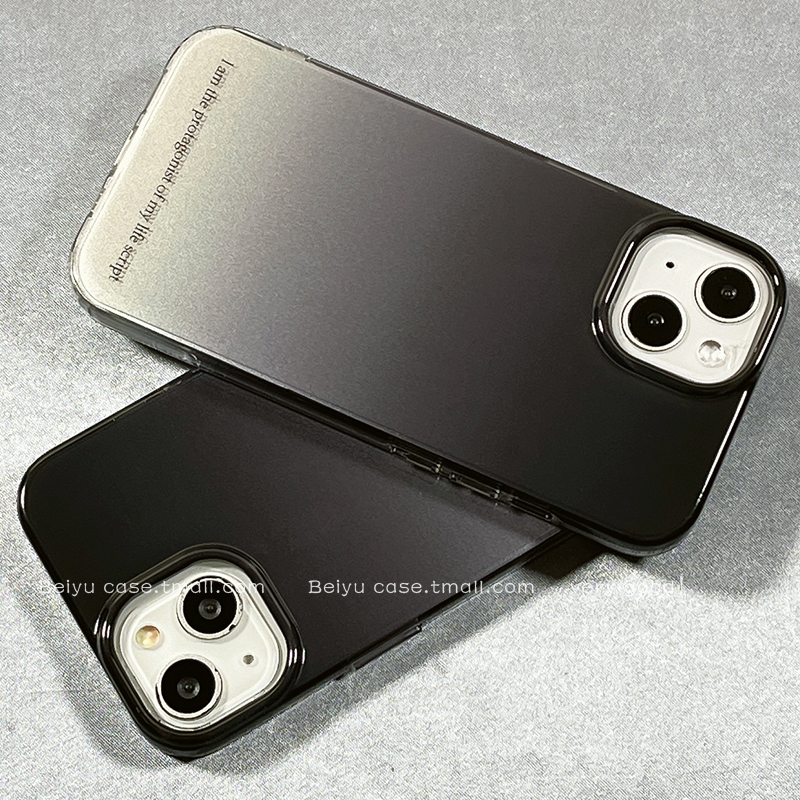 ins韩系简约渐变黑灰适用苹果16Promax手机壳iphone15pro新款14小众女14pro硅胶13高级感16pro创意15全包男生