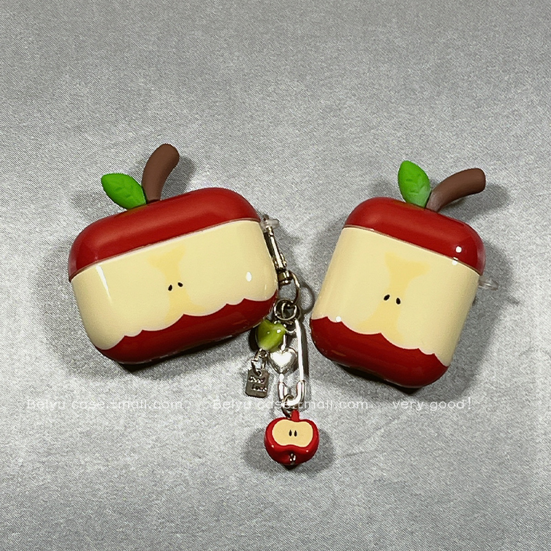 小众ins立体红苹果核适用AirPods1/2保护套AirPods4硅胶耳机套airpodspro苹果无线蓝牙airpods3耳机盒高级感
