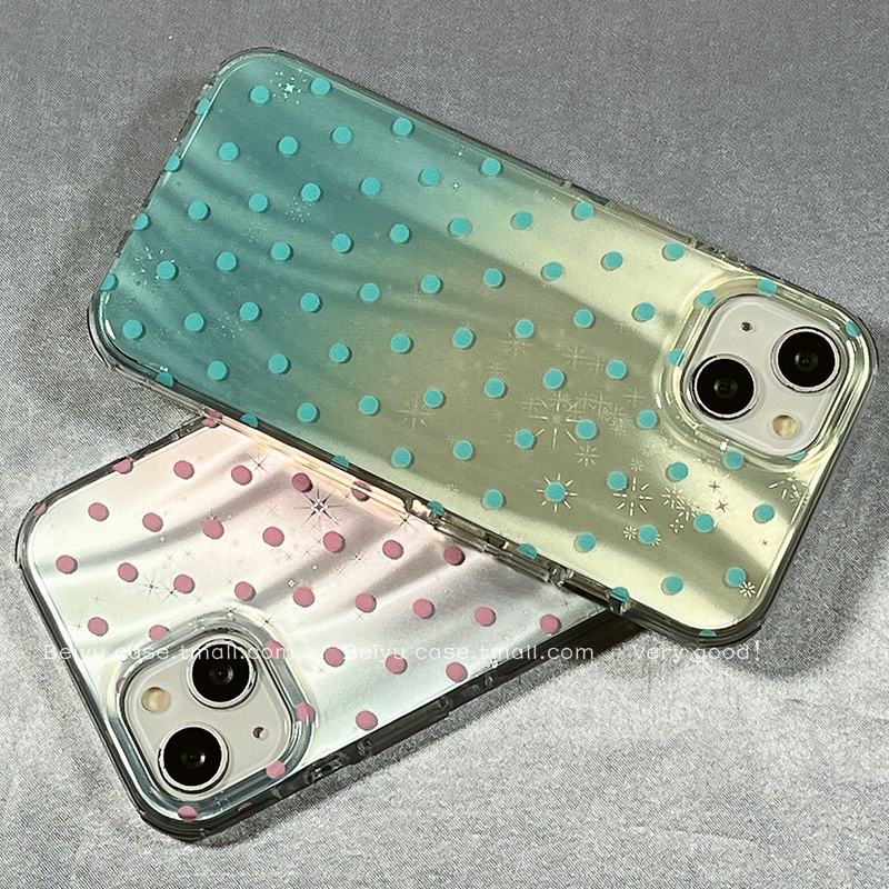 ins韩系简约晕染波点适用苹果16Promax手机壳iphone15pro新款14小众高级感14pro硅胶13小清新16pro创意15全包