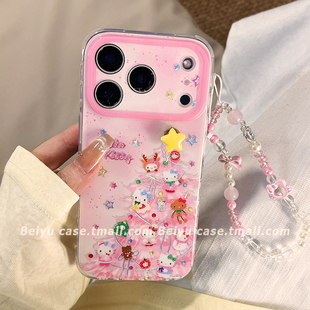 可爱卡通圣诞树HelloKitty适用苹果17Promax手机壳iphone16pro新款15pro小众13带链条14pro硅胶17pro创意全包