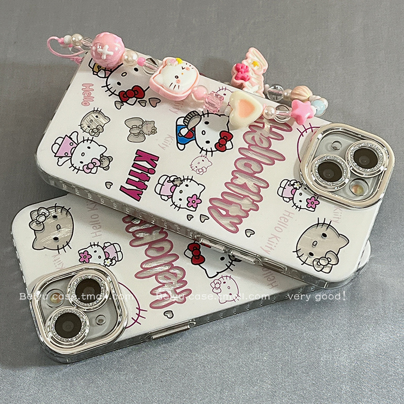 可爱卡通HelloKitty适用苹果16Promax手机壳带镜头膜iphone15pro新款14小众14pro硅胶13少女心16pro全包防摔