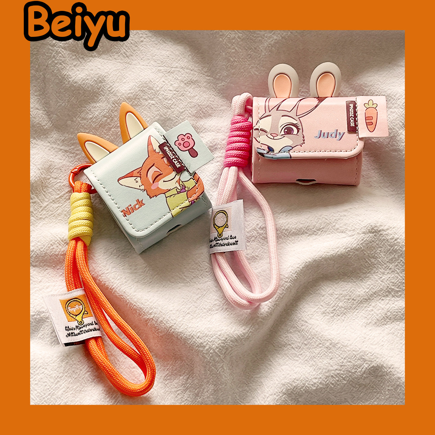 卡通疯狂动物城翻盖皮质情侣适用airpodspro3苹果无线蓝牙耳机壳airpods4新款airpods1/2代耳机套pro保护套女