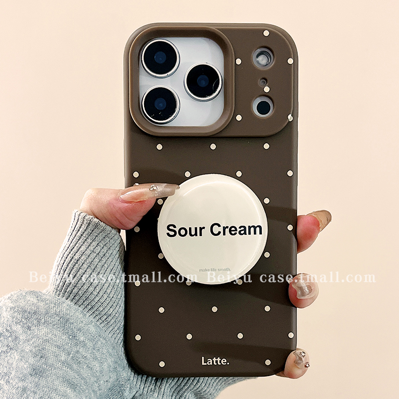 简约波点带支架适用苹果手机壳