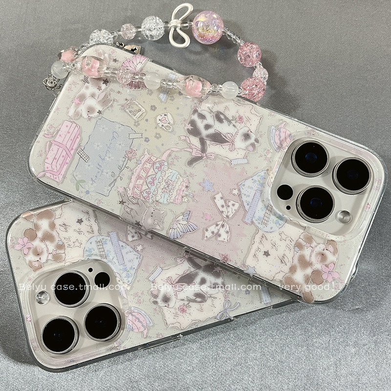 ins可爱少女心猫咪小狗适用苹果16Promax手机壳带链条iphone15pro新款14小众14pro硅胶13防摔16pro卡通15全包