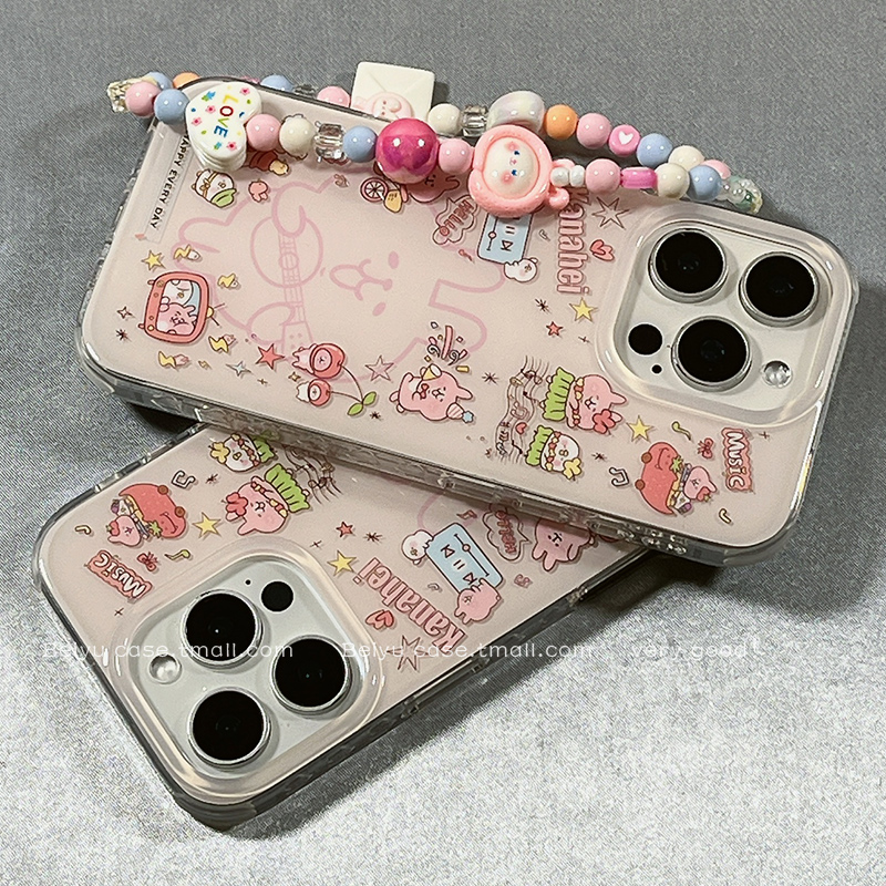 可爱少女甜妹粉色兔子适用苹果16Promax手机壳iphone15pro新款14小众14pro硅胶13带链条16pro有趣创意15全包