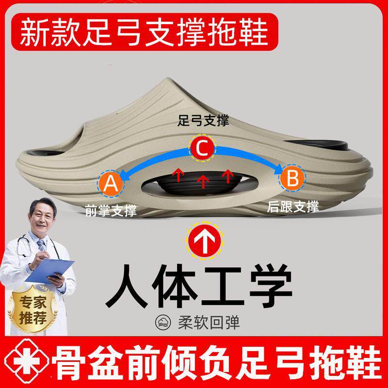 负足弓拖鞋跟负鞋骨盆前倾腰椎矫正厚底室内足弓支撑凉拖鞋外穿