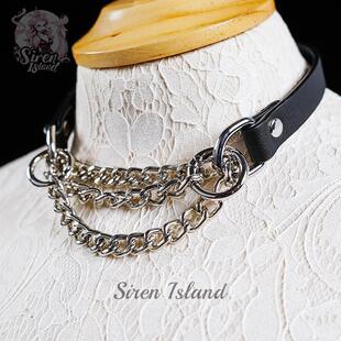 塞壬岛P链项圈窒息脖圈束缚道具锁骨链Y2K配饰朋克choker颈带