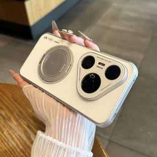 磨砂散热p70ultra无线磁吸带镜头膜p60全包支点壳男女硬套防摔 适用于华为pura80手机壳新款 360°旋转支架