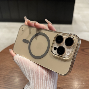轻薄透明苹果16plus无线磁吸17大孔无边框15 适用于iPhone16promax手机壳新款 14半包高级感13硬 高清透亮