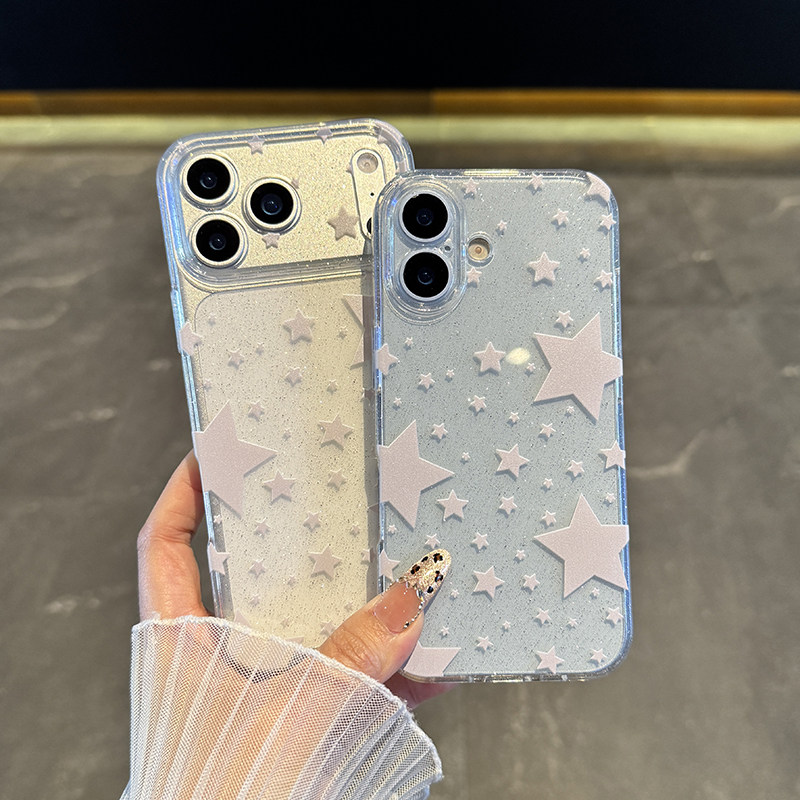 适用于苹果17promax手机壳新款iPhone17闪粉星星16plus高级感15五角星防摔Air轻薄防摔14硅胶透明小众简约软