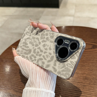 简约mate60创意防摔时尚 全包镜头情侣款 60高级感硬套 电镀p70pro 秋冬磨砂豹纹适用于华为pura70手机壳新款
