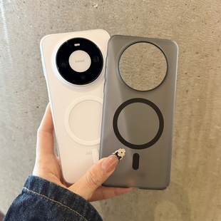 轻薄透明无线磁吸mate80大孔简约高透70pro 适用于华为mate80promax手机壳新款 防摔硬套pura80 现货速发