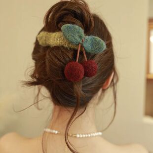 原创独特樱桃鸭嘴夹子发夹女后脑勺2025新款抓夹发饰高级感鲨鱼夹