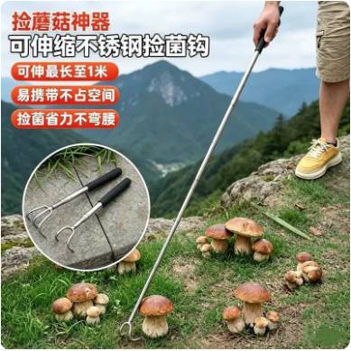 伸缩式捡菌子小耙子拾菌神器长柄