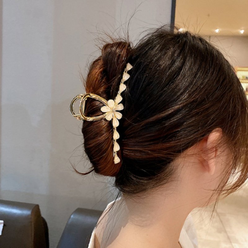 水滴花朵抓夹扎发盘发夹子头饰发夹女后脑勺盘发鲨鱼夹高级感抓夹