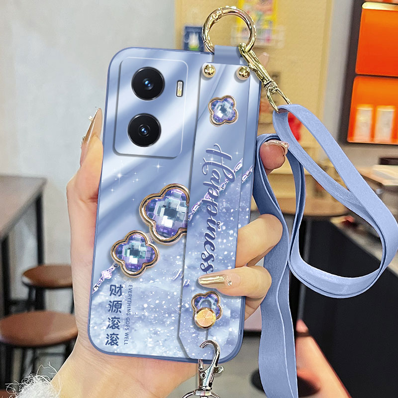 适用于vivoY77手机壳y77t液态腕带支架软壳y77e财源滚滚V2219A高级感背带保护套防摔全包直边新款女款奢华潮