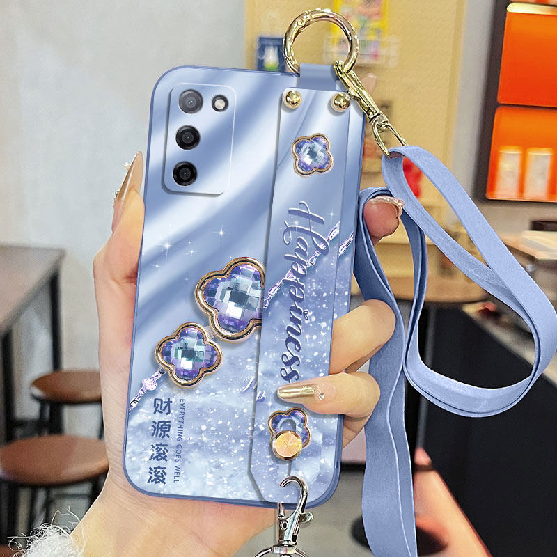 适用于oppoA55手机壳a55s液态腕带支架软壳PEMM00财源滚滚高级感背带保护套防摔全包直边新款女款奢华男女款